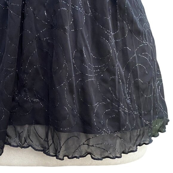 Y2K Babydoll Sheer Mesh Whimsigoth Tank Top Black Shimmer Dark Fairy Grunge-M - Picture 6 of 16